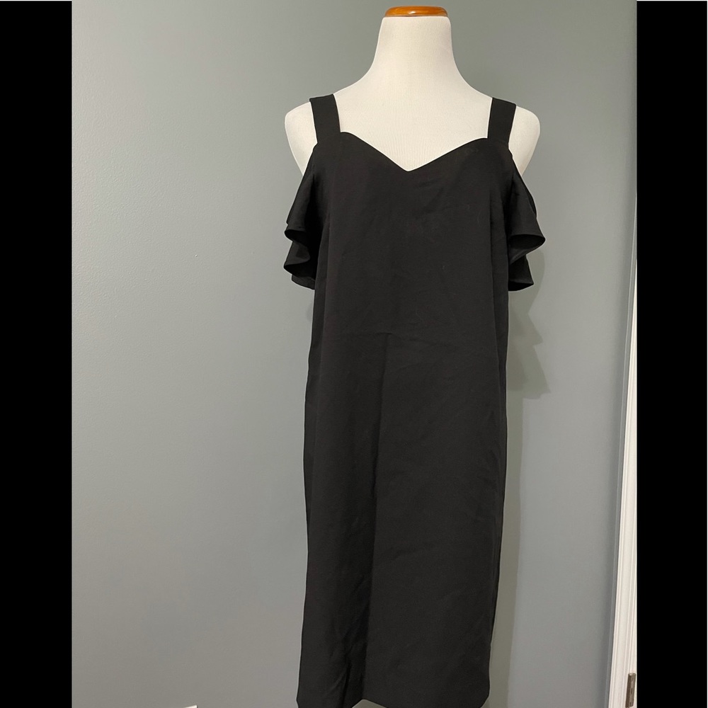 Black Ruffle Sleeve Flowy Dress